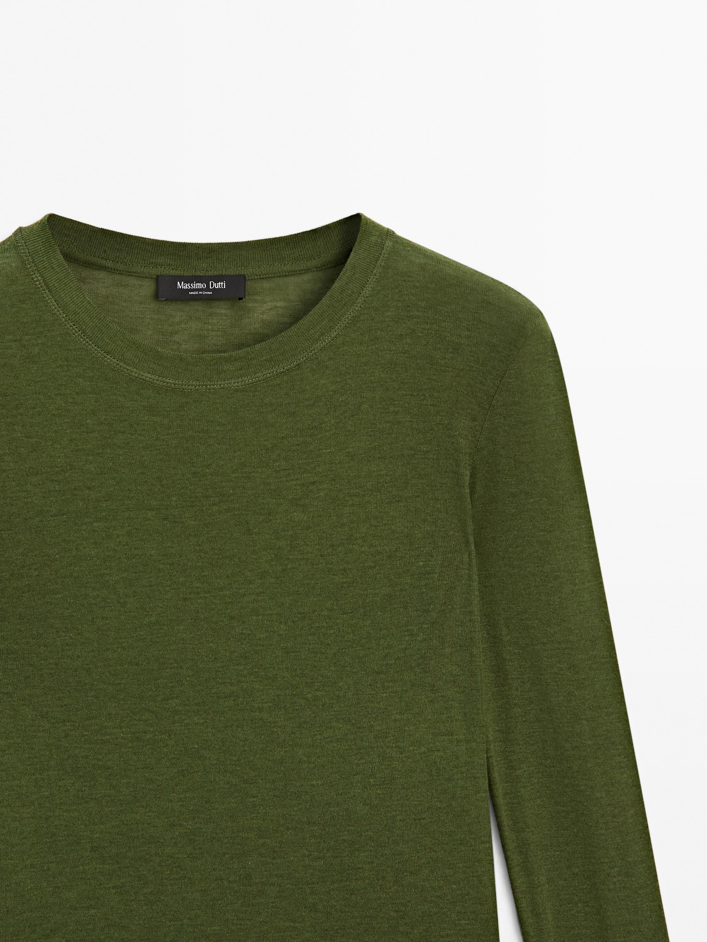 Long sleeve T-shirt with ribbed trims